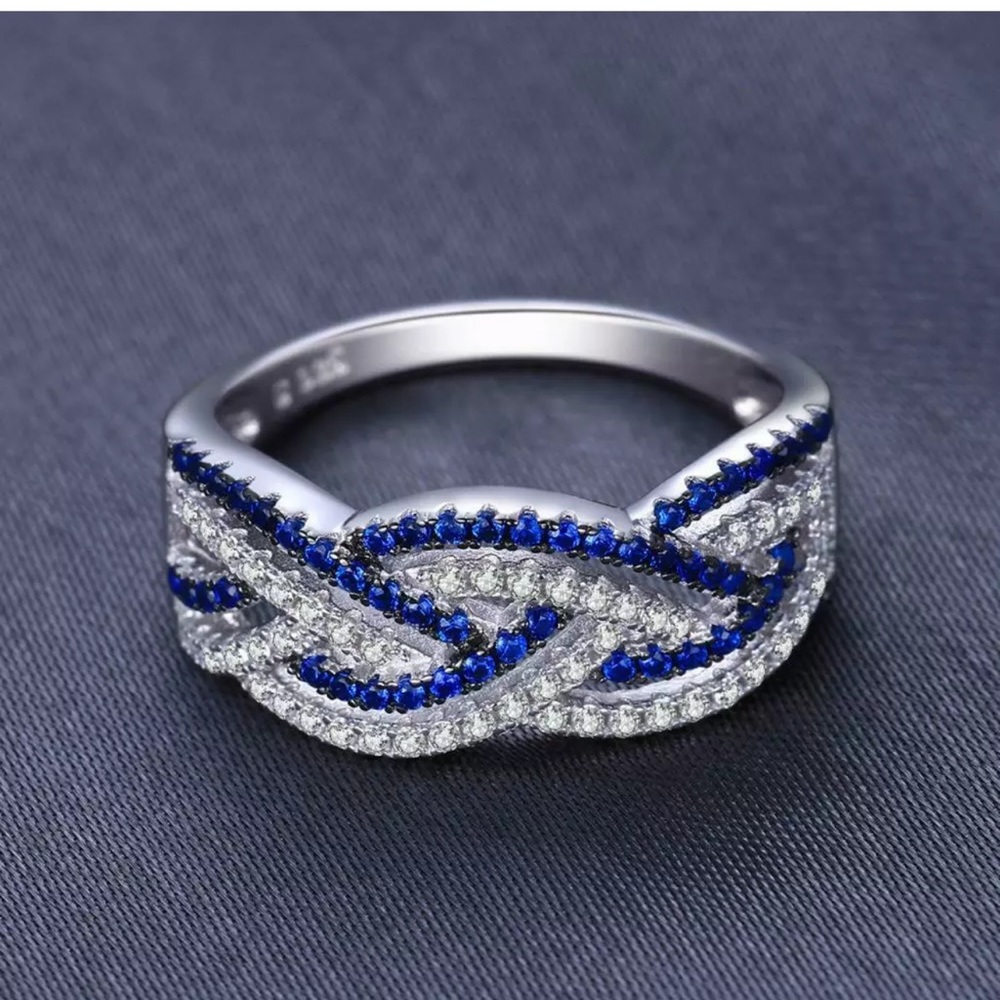 Infinity Ring S925 Silver Jewelry Blue Sapphire - Picture 2 of 4